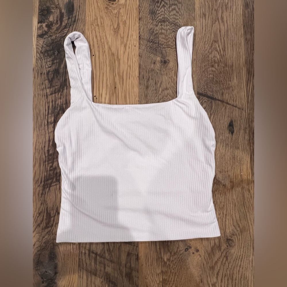 Kookai White Ribbed Double Lined Tank Top
